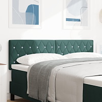 vidaXL Sänggavel Kristallknapp Knapptuftad Mörkgrön 140 cm Sammet