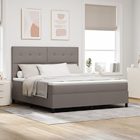 vidaXL Boxfjäderbed med madrass taupe super king tyg