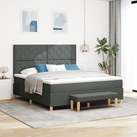 vidaXL Bäddmadrass med säng och bänk Mörkgrå 180x200 cm Tyg