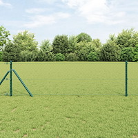 vidaXL Hexagon Fence Grön 0.6x10 m Stål, vidaXL Stängselstolpar 7 st Grön Ø32 mm 100 cm Galvaniserat stål