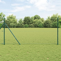 vidaXL Hexagon Stängsel Grå 1x50 m Stål, vidaXL Stängselstolpar 13 st Grön Ø32 mm 150 cm Galvaniserat Stål