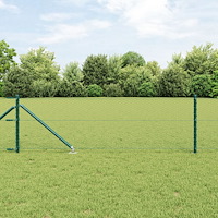 vidaXL Hexagon Fence Grön 0,6x10 m Stål, vidaXL Stängselstolpar med Spik 7 st Ø32 mm 80 cm Galvaniserat Stål