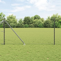 vidaXL Sexkantigt Stängsel Grå 1x50 m Stål, vidaXL Stängselstolpar med Spik 13 st Ø32 mm 120 cm Galvaniserad Stål