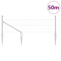 vidaXL Hexagon Staket 0,8x50 m Galvaniserat Stål, vidaXL Staketstolpar med Spik 13 st Ø32 mm 100 cm Galvaniserat Stål