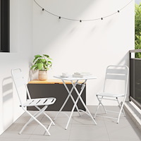 vidaXL 3-delars Fällbart Bistroset i Vit Stål