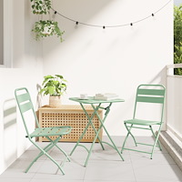 vidaXL 3-delat Fällbart Bistro Set Ljus Mint Stål