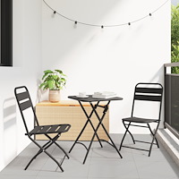 vidaXL 3-delad Fällbar Bistro Set Antracit Stål