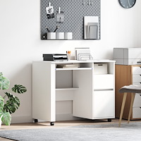 vidaXL Vitt Datorbord med Lådor Vitt MDF, Spånskiva Standard Lådor