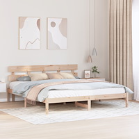 vidaXL Tallträ Sängram Naturligt Trä Massivt Tallträ 180 x 200 cm