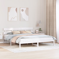 vidaXL Vit Tall Sängram Vit Massivt tall 180 x 200 cm Enkel