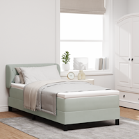 vidaXL Boxspring säng med madrass ljusgrå 100x200 cm sammet