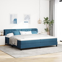 vidaXL Sänggavel med madrass Mörkblå 200x200 cm Sammet