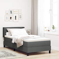 vidaXL Box-spring säng med madrass mörkgrå 80x200 cm tyg, vidaXL Sänggavel Linjer Design mörkgrå 80 cm tyg