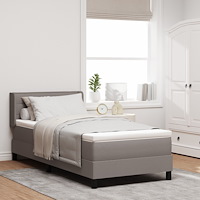 vidaXL Bäddmadrass med Madrass Beige 80x200 cm Tyg, vidaXL Huvudgavel Linjedesign Beige 80 cm Tyg
