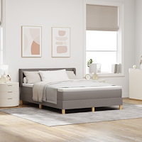vidaXL Sängbotten med madrass Taupe 140x200 cm tyg, vidaXL Sänggavel Linjer Design Taupe 140 cm tyg