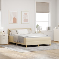 vidaXL Boxfjäderbed med madrass Grädde 160x200 cm Tyg, vidaXL Sänggavel Linjer Design Grädde 160 cm Tyg