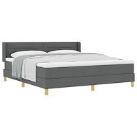 vidaXL Boxspring Säng med Madrass Mörkgrå 180x200 cm tyg