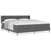 vidaXL Boxspring Säng med Madrass Mörkgrå 180x200 cm tyg