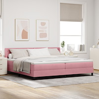 vidaXL Boxfjäderbädd med madrass Rosa 200x200 cm Sammet