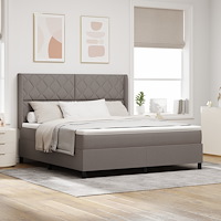 vidaXL Bäddfjäder med kudde med huvudgavel Taupe 200 x 180 cm tyg
