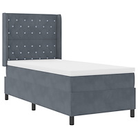 vidaXL Boxspring Säng med Madrass Mörkgrå 90x190 cm Sammet