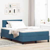 vidaXL Boxspring Säng med Madrass & LED Mörkblå 120x200 cm Sammet