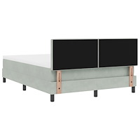 vidaXL Boxsäng med madrass och LED-ljus Ljusgrå 140x200 cm Sammet