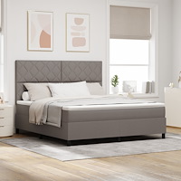vidaXL Bäddfjäder med LED-ljusslingor Taupe 180 x 200 cm tyg
