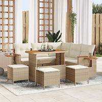 vidaXL Trädgårdsoffset 8 pcs beige och gräddvit 100 x 100 x 71 cm