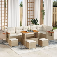 vidaXL Trädgårdsoffset 9 pcs beige och gräddvit 100 x 100 x 71 cm