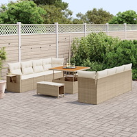 vidaXL Trädgårdsoffset 11 pcs beige och gräddvit 100 x 100 x 71 cm