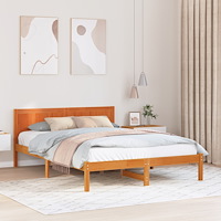 vidaXL Tall Sängram Vaxbrun Massivt tall 150 x 200 cm Tall sängram