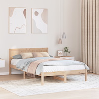 vidaXL Tallträ Sängram Naturlig Tallträ 135 x 190 cm Trä Sängram