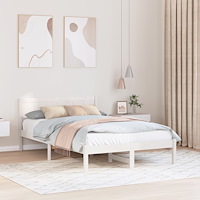 vidaXL Vit Tallträ Sängram Vit Rejält tallträ 135 x 190 cm Vit sängram