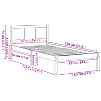 vidaXL Tall Sängram Naturligt trä Massivt tallträ 90 x 190 cm Hållbar