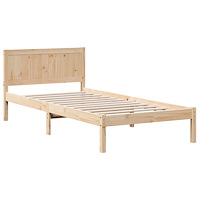 vidaXL Tall Sängram Naturligt trä Massivt tallträ 90 x 190 cm Hållbar