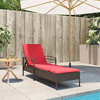 vidaXL solstol med dyna Brun 63x200x81 cm Poly Rottning