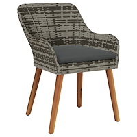 vidaXL 5-delars Trädgårds Matbord-set Grå Poly Rattan