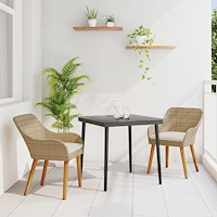 vidaXL 3-delat trädgårdsmöbelset Beige Poly Rattan