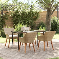 vidaXL 5-delat trädgårdsdining set beige poly rotting