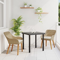 vidaXL 3-delat trädgårdsmatset med beige poly rattan