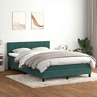 vidaXL Ramsäng med madrass mörkgrönt 140x210 cm sammet