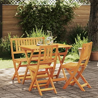 vidaXL 4-delat hopfällbart trädgårdsbistro set i massivt akaciaträ, vidaXL hopfällbart trädgårdsbord rektangulärt 100x55x75 cm...