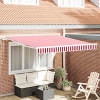 vidaXL Automatisk Utdragbar Markis Röd och Vit 300x250 cm