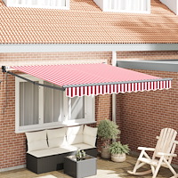 vidaXL Automatisk Utdragbar Markis Röd och Vit Rand 300x250 cm