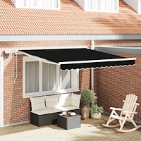 vidaXL Manuell Utdragbar Markis med LED Svart 300x250 cm, vidaXL Markis Ersättningsduk för 3x2.5 m Ram Svart