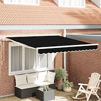vidaXL Automatisk Utdragbar Markis Svart 300x250 cm, vidaXL Markisinsats för 3x2.5 m Ram Svart