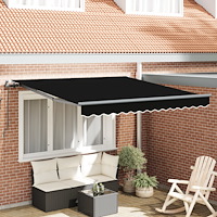 vidaXL Manuell Utdragbar Markis Svart 300x250 cm, vidaXL Markis Ersättningsduk för 3x2,5 m ram svart
