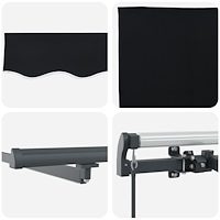 vidaXL Manuell utdragbar markis med LED Svart 300x250 cm