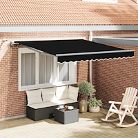 vidaXL Automatisk Utdragbar Markis med LED Svart 300x250 cm, vidaXL Markis Ersättningstyg för 3x2,5 m Ram Svart